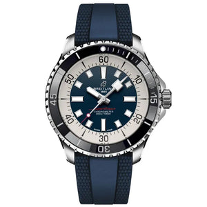 Breitling Superocean Automatic 46 Blue Dial Blue Rubber Strap Watch for Men - A17378E71C1S1