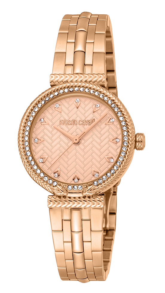 Just Cavalli Chiarezza Snake Core Rose Gold Dial Rose Gold Steel Strap Watch for Women - RC5L078M0045