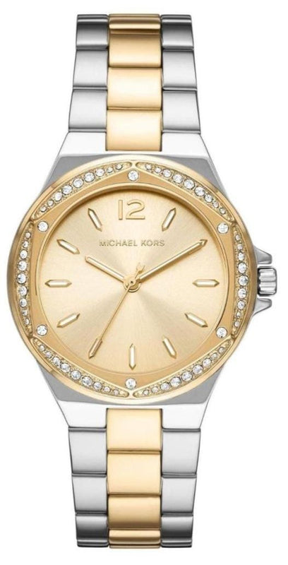 Michael Kors Lennox Three-Hand Gold Dial Two Tone Steel Strap Watch For Women - MK6988