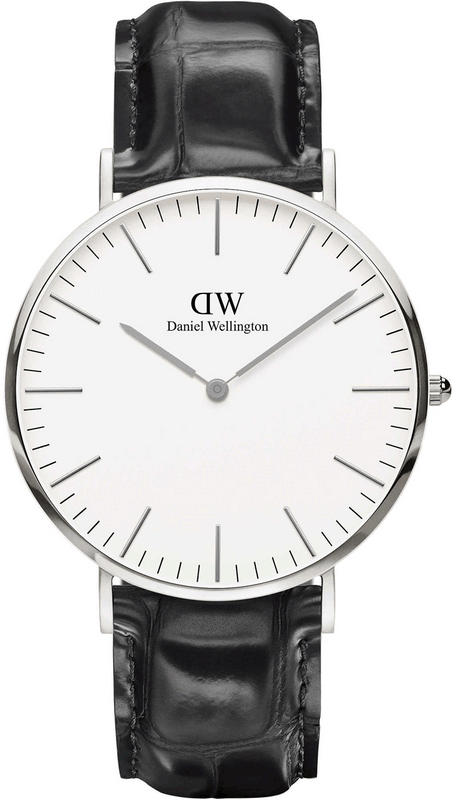Daniel Wellington Classic York White Dial Black Leather Strap Watch For Men - DW00100025