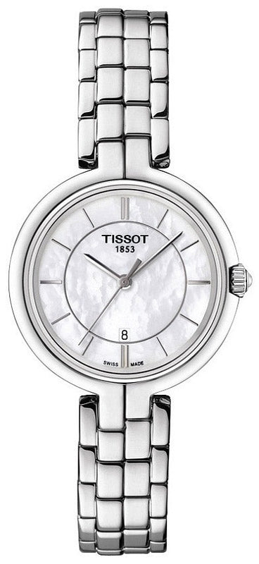 Tissot T Lady Flamingo Mother of Pearl White Dial Silver Steel Strap Watch For Women - T094.210.11.111.00