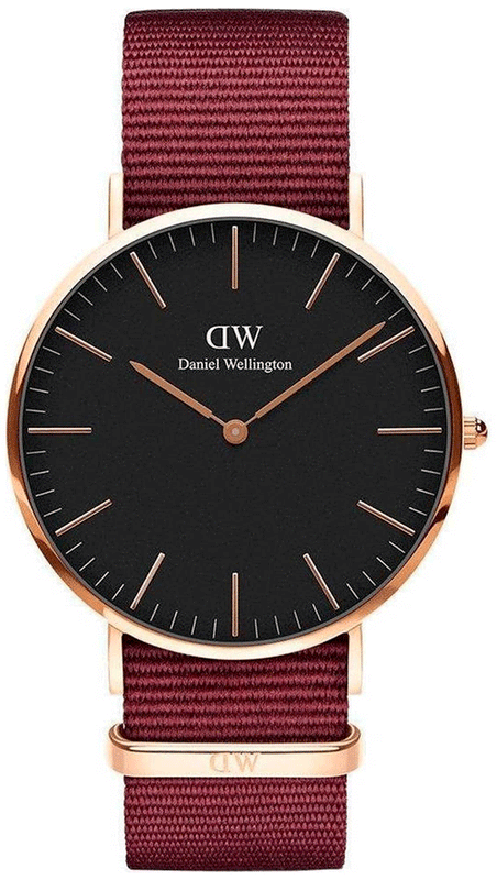 Daniel Wellington Classic Roselyn Black Dial Maroon Nylon Strap Watch For Women - DW00100269