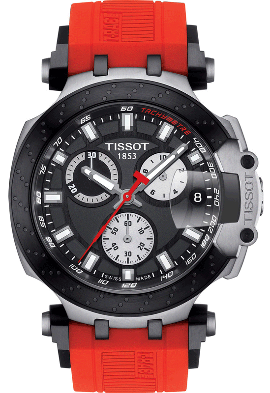 Tissot T Race Chronograph Black Dial Red Silicone Strap Watch For Men - T115.417.27.051.00