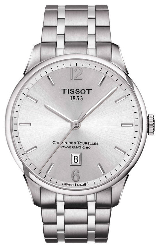 Tissot Chemin Des Tourelles Powermatic 80 Silver Dial Silver Steel Strap Watch For Men - T099.407.11.037.00