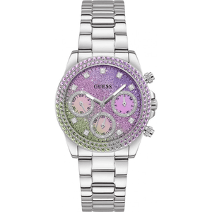Guess Sol Chronograph Crystals Multicolor Dial Silver Steel Strap Watch For Women - GW0483L1