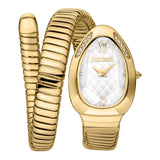 Just Cavalli Serpente Metallica White Dial Gold Steel Strap Watch for Women - JC1L223M0025