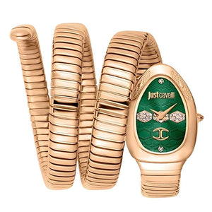 Just Cavalli Cosenza Green Dial Rose Gold Steel Strap Watch for Women - JC1L232M0045