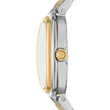 Tory Burch Oval White Dial Two Tone Steel Strap Watch for Women - TBW6033