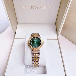 Versace Daphnis Quartz Green Dial Two Tone Steel Strap Watch for Women - VEOCA0424