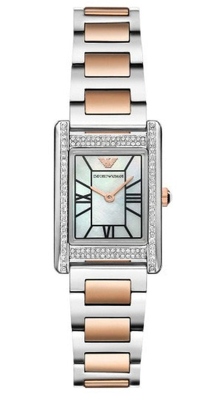 Emporio Armani Genni Mother of Pearl Dial Two Tone Steel Strap Watch for Women - AR11626