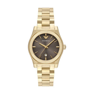 Emporio Armani Federica Brown Dial Gold Steel Strap Watch for Women - AR11700