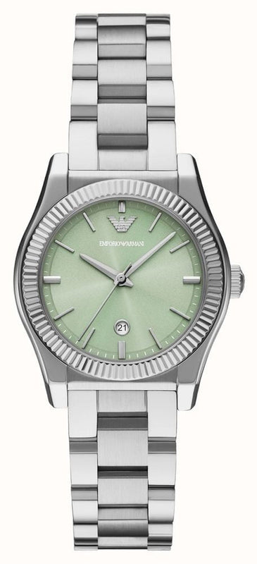 Emporio Armani Federica Mint Green Dial Silver Steel Strap Watch for Women - AR11656