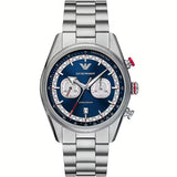 Emporio Armani Racer Chronograph Blue Dial Silver Steel Strap Watch for Men - AR11676