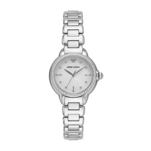 Emporio Armani Mia Mother of Pearl Dial Silver Steel Strap Watch for Women - AR11596