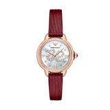 Emporio Armani Mia Mother of Pearl Dial Red Leather Strap Watch for Women - AR11646