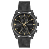 Hugo Boss Skytraveller Chronograph Black Dial Black Mesh Strap Watch for Men - 1514150