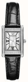 Emporio Armani Two Hand Crystals Silver Dial Black Leather Strap Watch for Women - AR11623