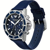 Emporio Armani World Explorer Chronograph Blue Dial Blue Nylon Strap Watch for Men - AR11588