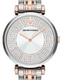 Emporio Armani Gianni T Bar Silver Dial Two Tone Steel Strap Watch for Women - AR11537