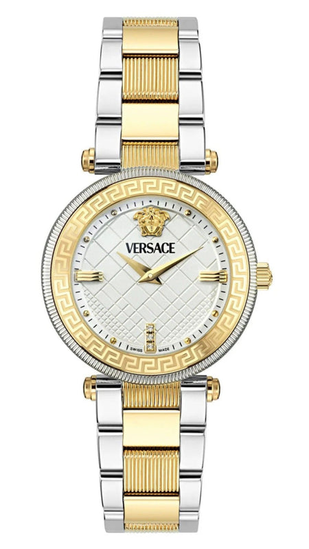 Versace Reve Analog White Dial Two Tone Steel Strap Watch for Women - VE8B00724