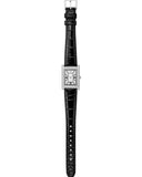 Emporio Armani Two Hand Crystals Silver Dial Black Leather Strap Watch for Women - AR11623