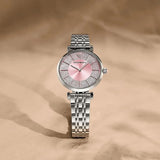 Emporio Armani Gianni T-Bar Pink Dial Silver Steel Strap Watch for Women - AR11686