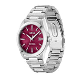 Hugo Boss Strike Red Dial Silver Steel Strap Watch for Men - 1514174