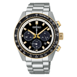 Seiko Prospex Speedtimer Solar Chronograph Black Dial Silver Steel Strap Watch for Men - SSC941