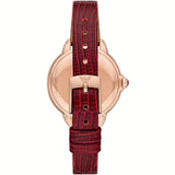 Emporio Armani Mia Mother of Pearl Dial Red Leather Strap Watch for Women - AR11646