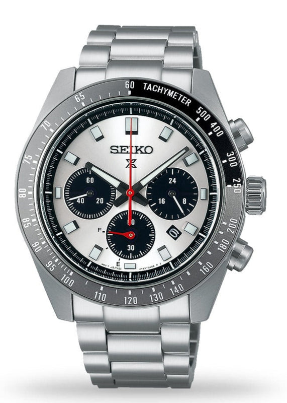Seiko Prospex Speedtimer Solar Chronograph Silver Dial Silver Steel Strap Watch for Men - SSC911