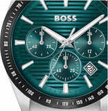 Hugo Boss Strike Chronograph Green Dial Silver Steel Strap Watch for Men - 1514241