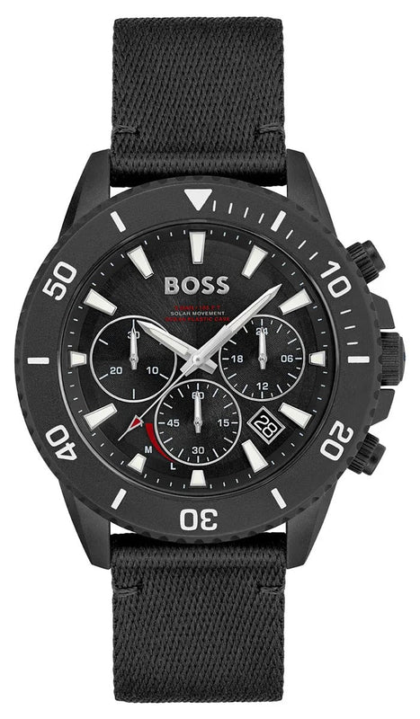 Hugo Boss Admiral Chronograph Black Dial Black Nylon Strap Watch for Men - 1513918