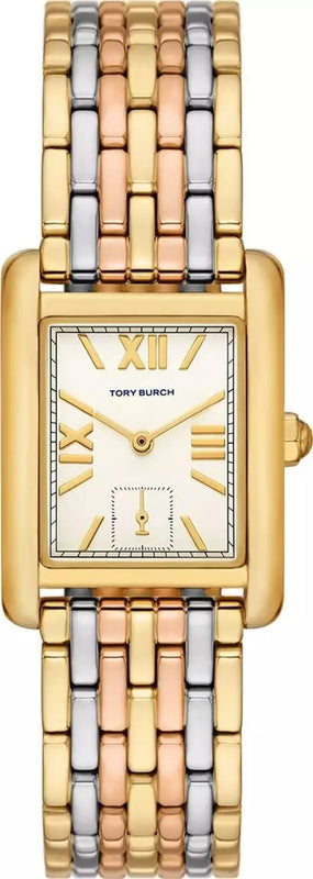 Tory Burch Eleanor White Dial Tri Tone Steel Strap Watch for Women - TBW1078