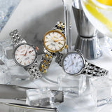 Seiko Presage Cocktail Time Automatic Skydiving Diamonds Blue Dial Silver Steel Strap Watch for Women - SRE007J1