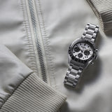 Seiko Prospex Speedtimer Solar Chronograph White Dial Silver Steel Strap Watch for Men - SSC813