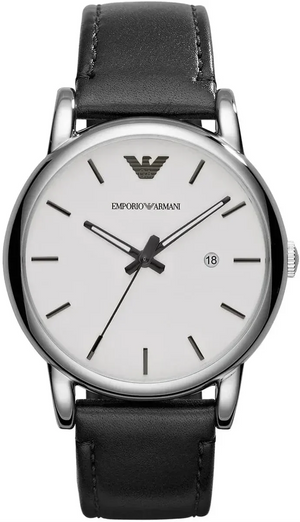 Emporio Armani Luigi White Dial Black Leather Strap Watch for Men - AR1694