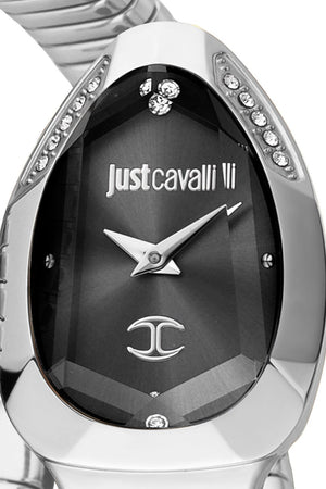 Just Cavalli Serpente Metallica Black Dial Silver Steel Strap Watch for Women - JC1L208M0025