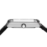 Emporio Armani Two Hand Crystals Silver Dial Black Leather Strap Watch for Women - AR11623