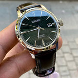 Seiko Presage Cocktail Time Automatic Green Dial Brown Leather Strap Watch for Men - SRPD37J1