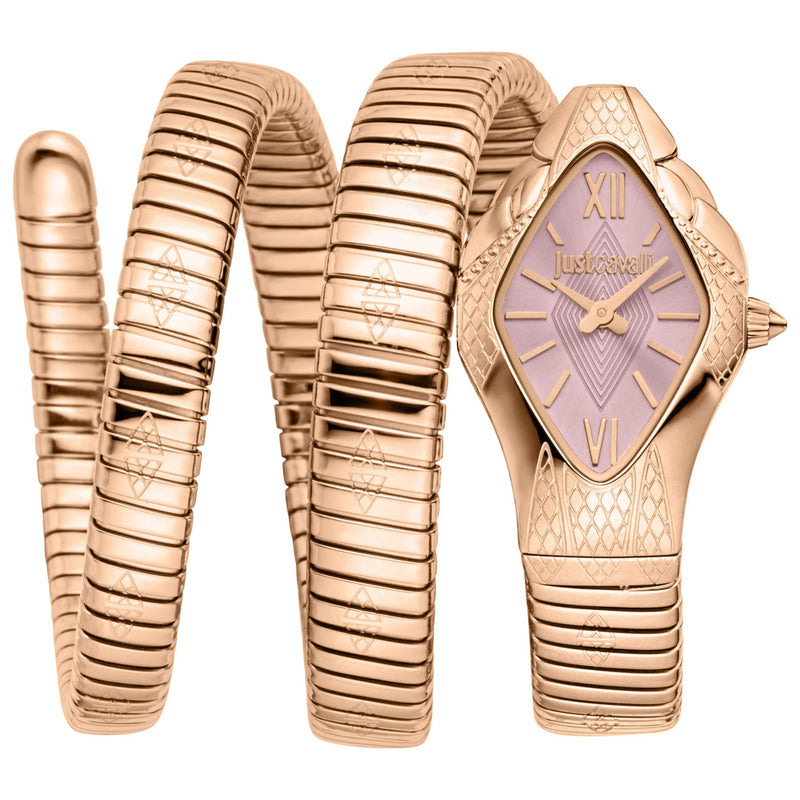 Just Cavalli Cristallo Pink Dial Rose Gold Steel Strap Watch for Women - JC1L307M0045