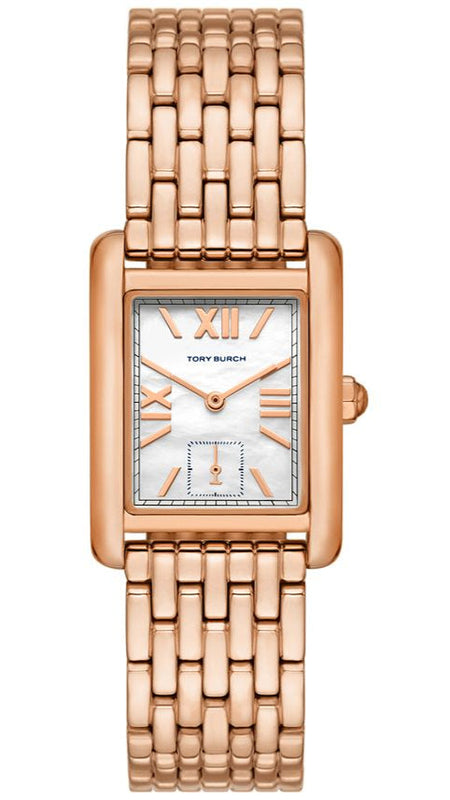 Tory Burch Eleanor Mother of Pearl White Dial Rose Gold Steel Strap Watch for Women - TBW1079