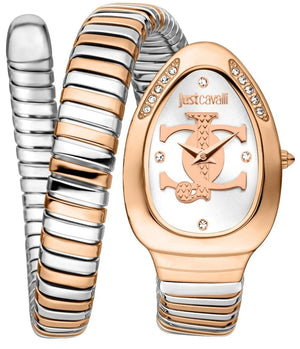 Just Cavalli Glam Evo 5 Silver Dial Two Tone Steel Strap Watch for Women - JC1L227M0075