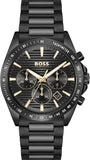 Hugo Boss Strike Chronograph Black Dial Black Steel Strap Watch for Men - 1514291