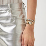 Just Cavalli Ferocious Mother of Pearl White Dial Two Tone Steel Strap Watch for Women - JC1L306M0065