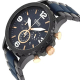Fossil Nate Chronograph Blue Dial Two Tone Steel Strap Watch for Men - JR1494