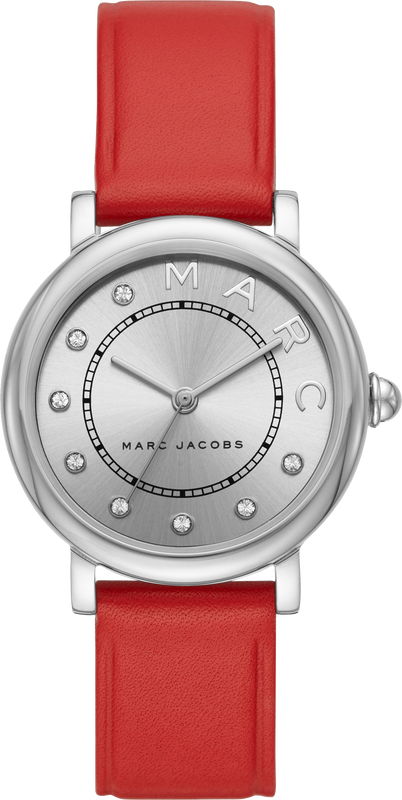 Marc Jacobs Roxy Silver Dial Red Leather Strap Watch for Women - MJ1632