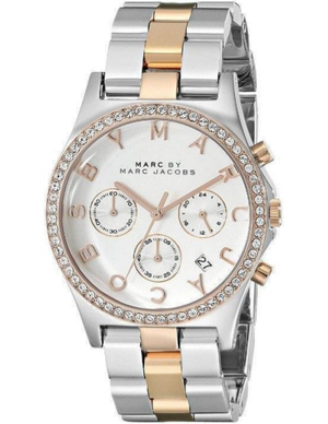 Marc Jacobs Henry Chronograph Silver Dial Two Tone Steel Strap Watch for Women - MBM3106