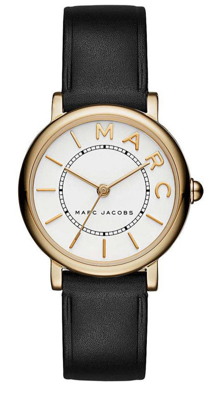 Marc Jacobs Roxy White Dial Black Leather Strap Watch for Women - MJ1537
