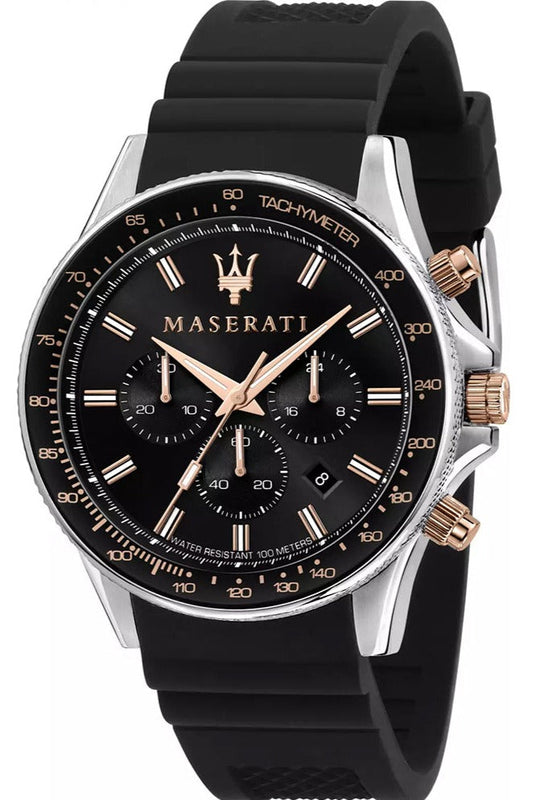 Maserati SFIDA 44mm Black Silicon Chronograph Watch For Men - R8871640002