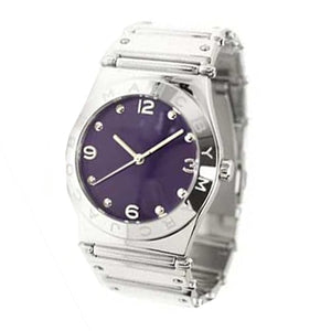 Marc Jacobs Purple Dial Silver Steel Strap Watch for Women - MBM3032